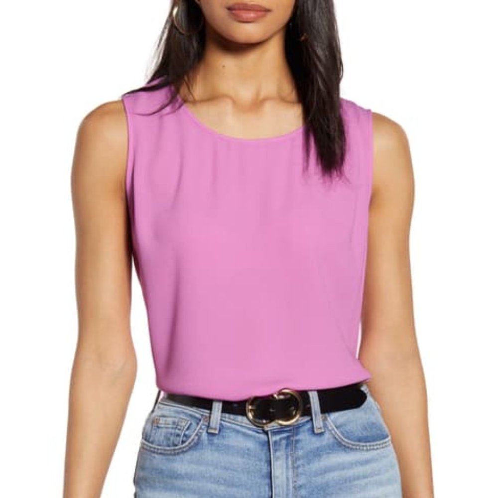 Halogen Scoop Neck Woven Shell Size S